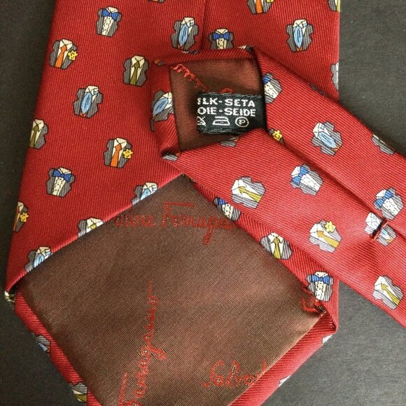 Salvatore Ferragamo Mens Silk Tie Novelty Dress Shirts All Over Print Necktie - Picture 6 of 6